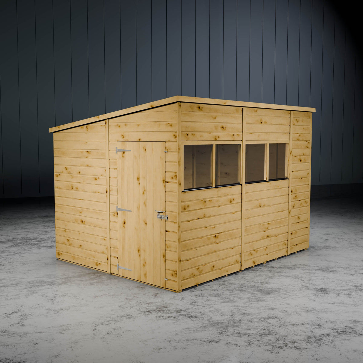 Wooden pent windowed shed