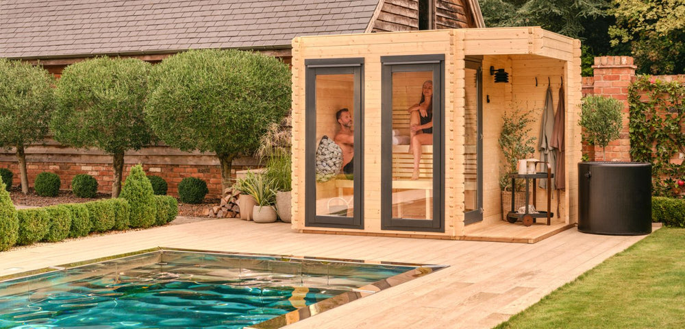 Waltons outdoor sauna and ice bath in a garden