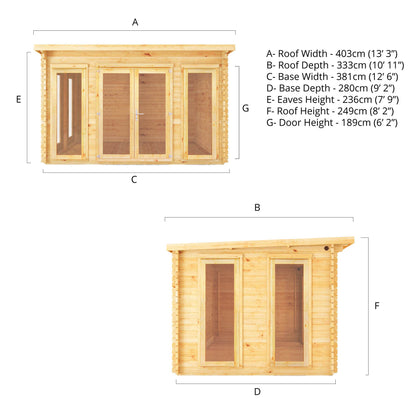 The 4m x 3m Wren Pent Log Cabin