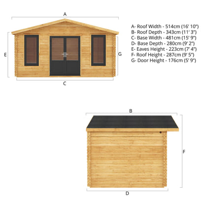 The 5m x 3m Sparrow Log Cabin with Anthracite UPVC