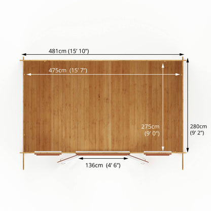 The 5m x 3m Sparrow Log Cabin with Oak UPVC