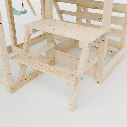 Climbing Frame with Single Swing Extended Height Platform & 2.65m Slide & Picnic Table- Bramblewick Forest Watchtower V