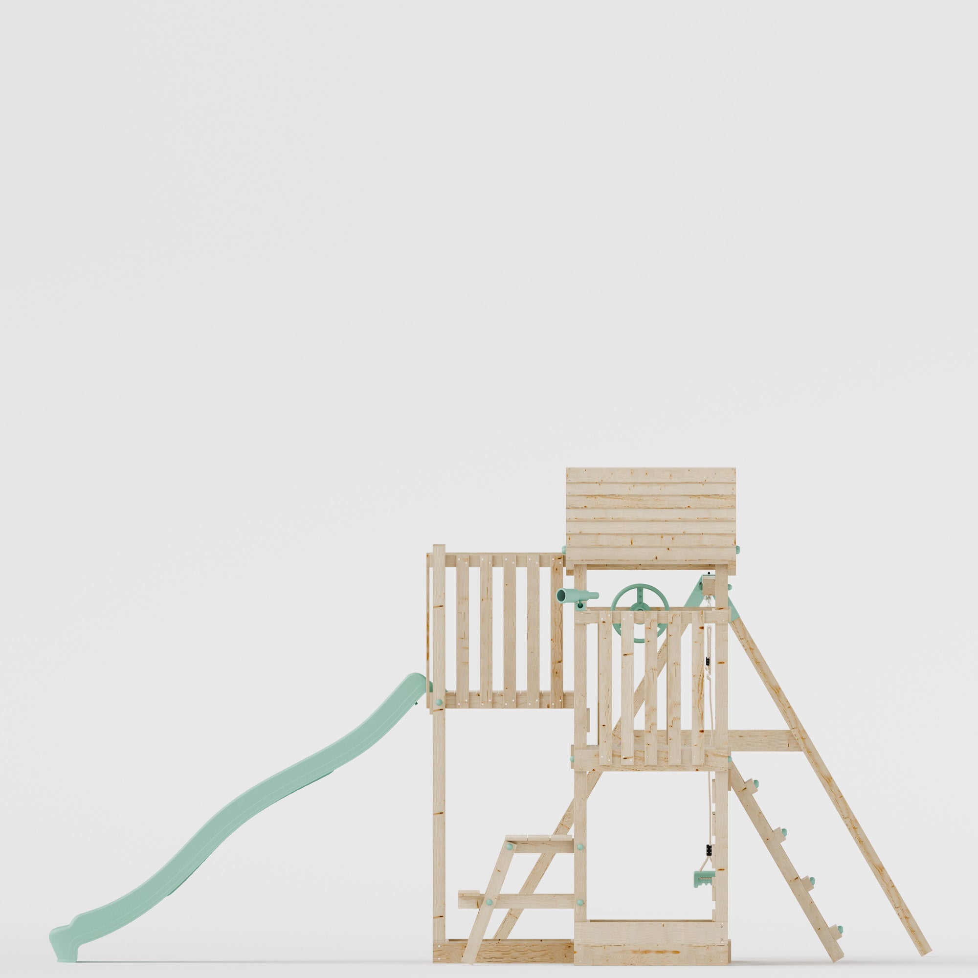 Climbing Frame with Single Swing Extended Height Platform & 2.65m Slide & Picnic Table- Bramblewick Forest Watchtower V