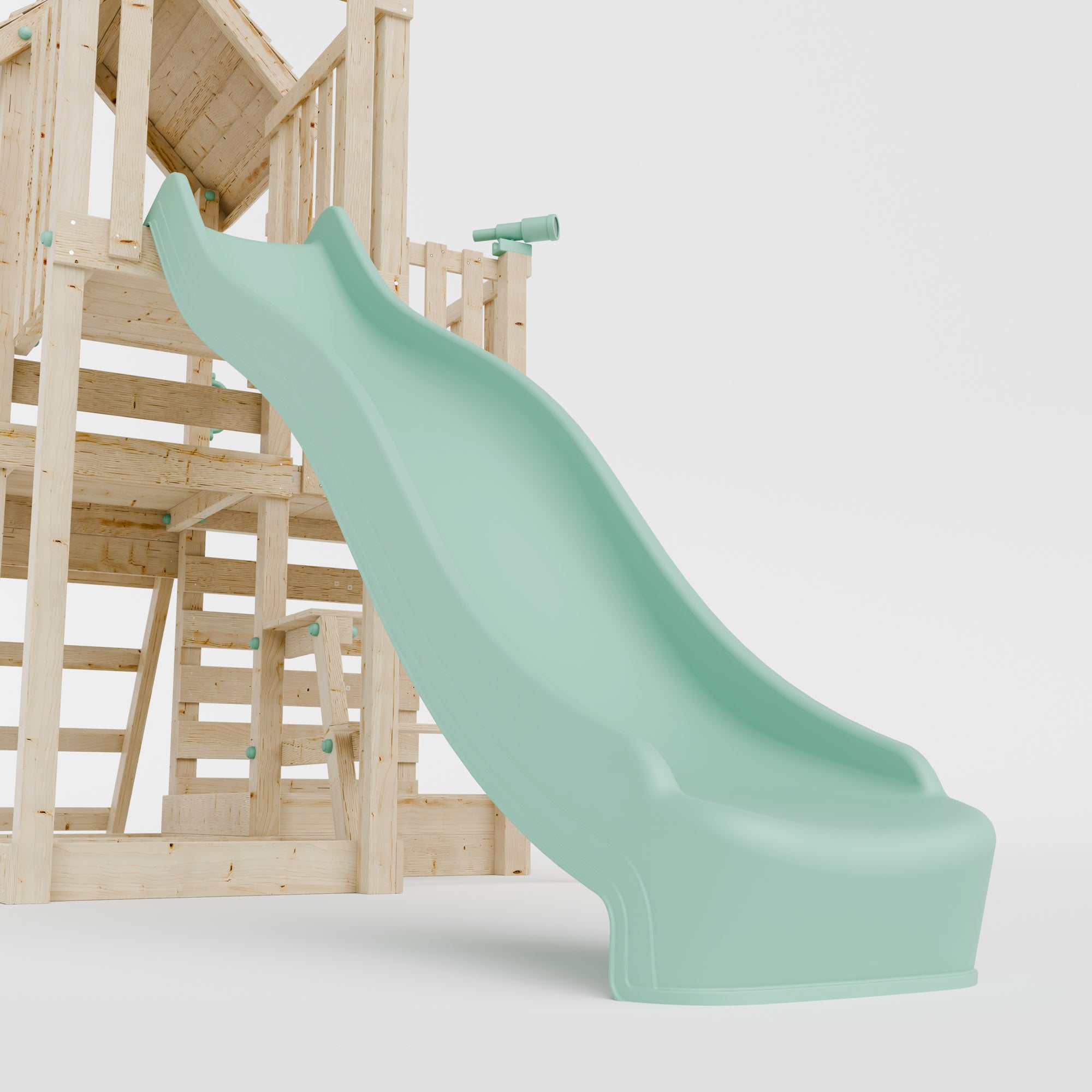 Climbing Frame with Single Swing Extended Height Platform & 2.65m Slide & Picnic Table- Bramblewick Forest Watchtower V