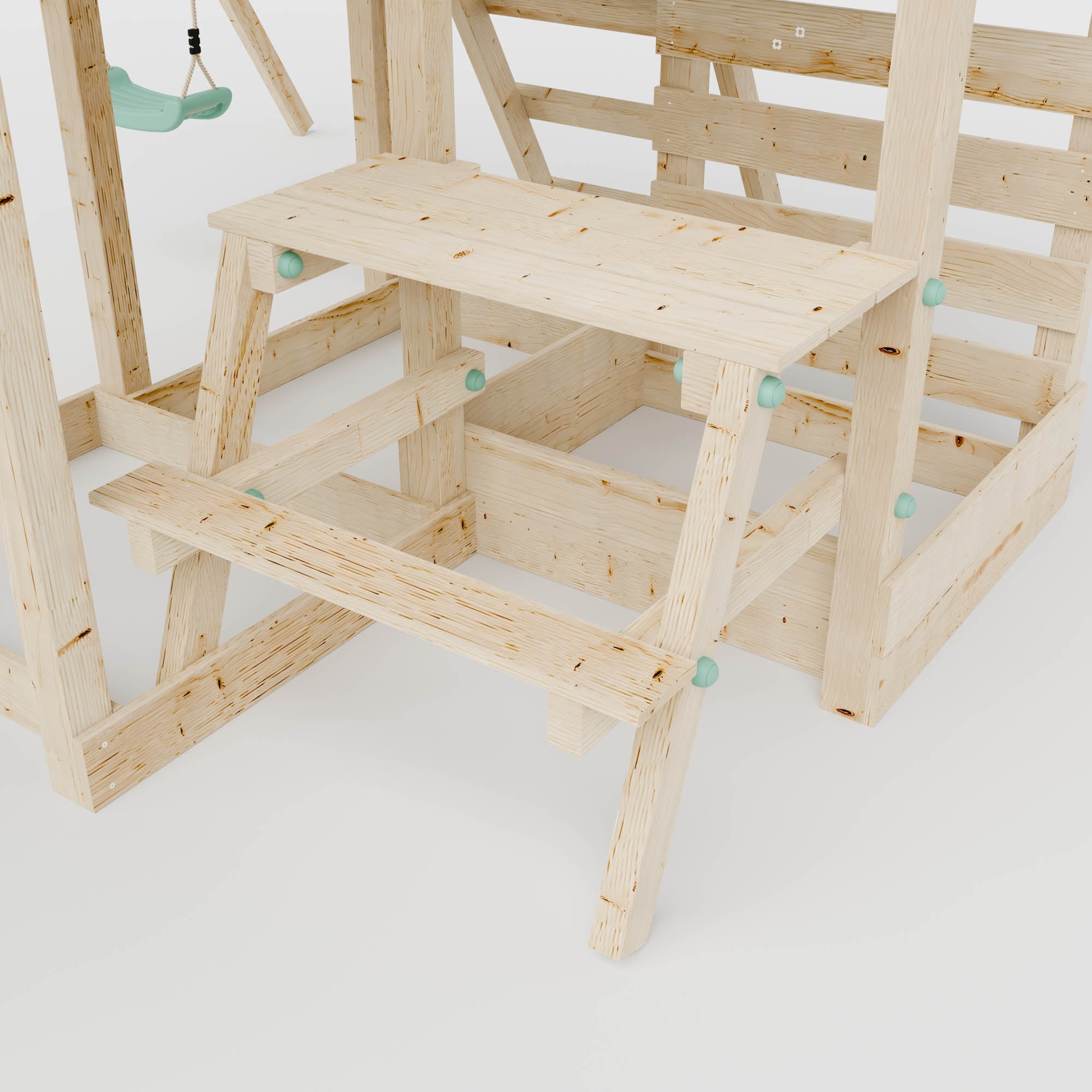 Climbing Frame with Single Swing Extended Height Platform & 2.65m Slide & Picnic Table - Eldertree Forest Watchtower V