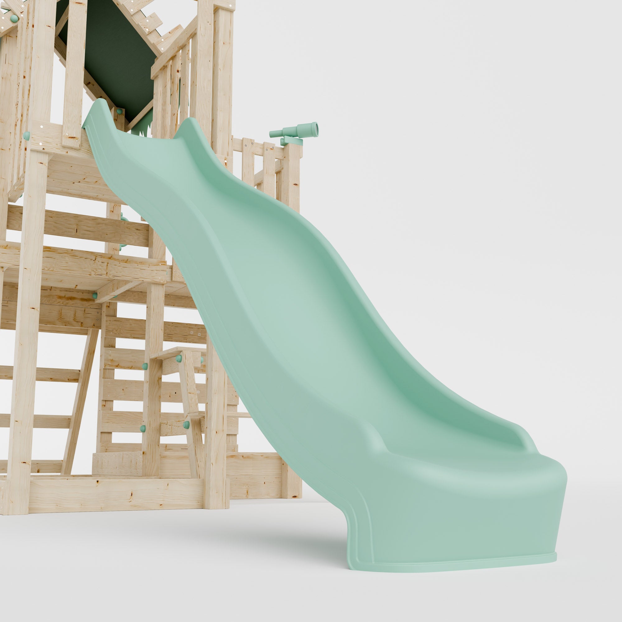 Climbing Frame with Double Swing Extended Height Platform & 2.65m Slide & Picnic Table - Enchanted Grove Watchtower VI