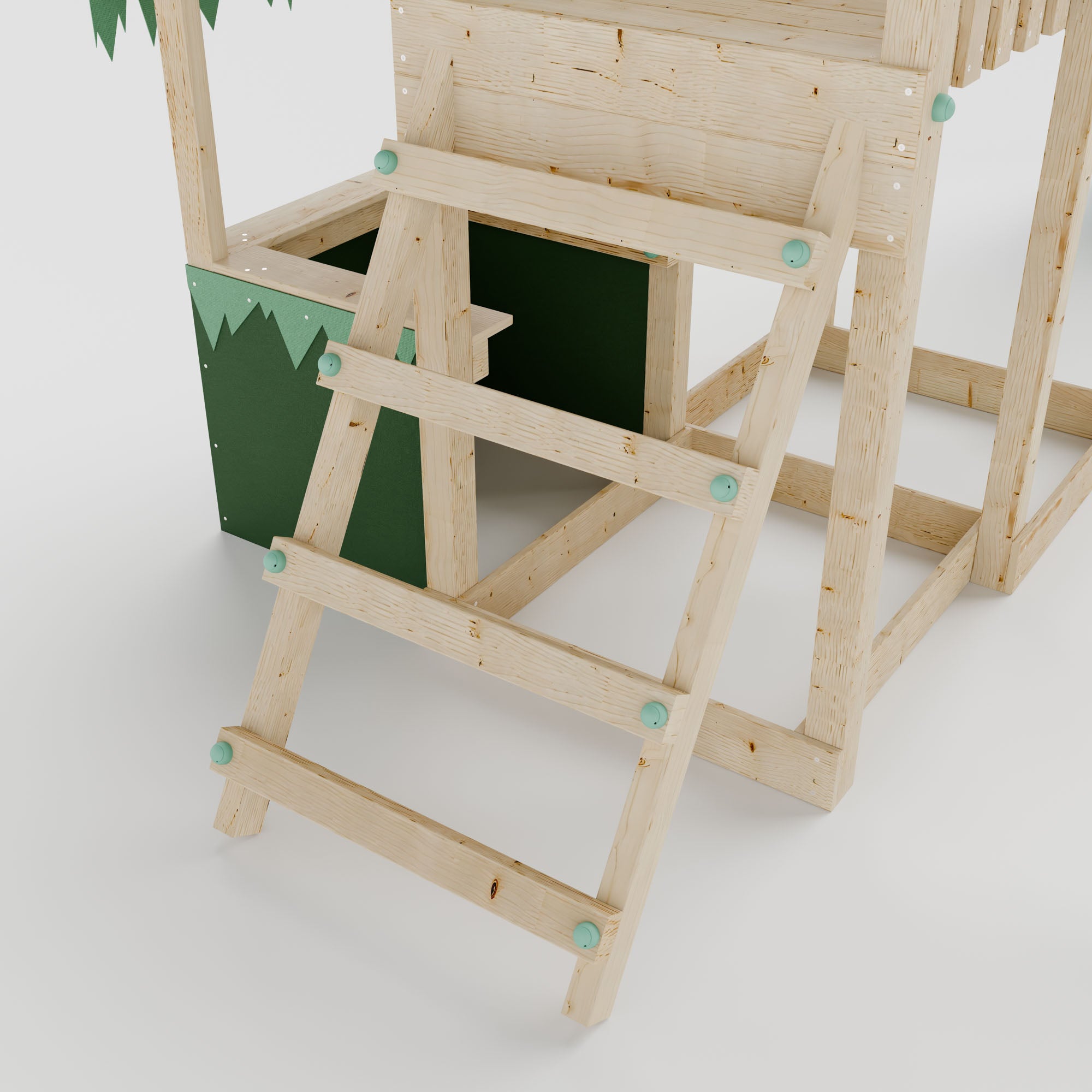 Climbing Frame with Single Swing Extended Height Platform & 2.65m Slide & Shop - Enchanted Grove Watchtower VIII
