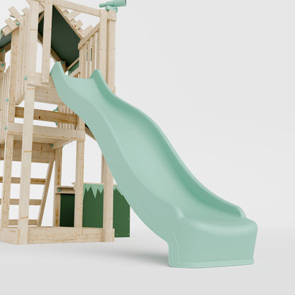 Climbing Frame with Single Swing Extended Height Platform & 2.65m Slide & Shop - Enchanted Grove Watchtower VIII