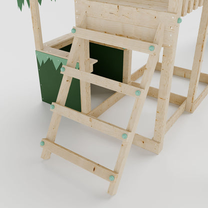 Climbing Frame with Double Swing Extended Height Platform & 2.65m Slide & Shop - Enchanted Grove Watchtower IX