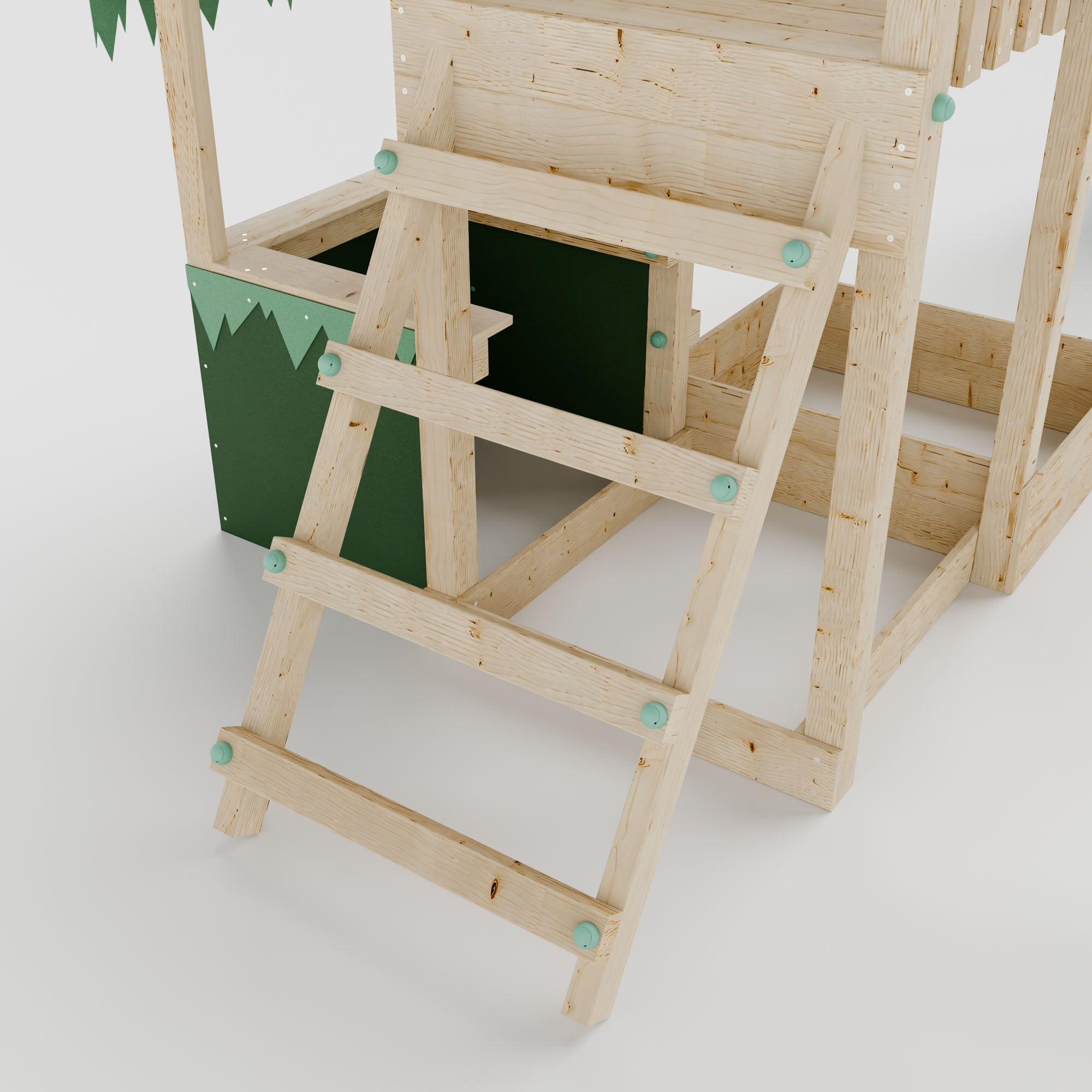 Climbing Frame with Single Swing Extended Height Platform & 2.65m Slide & Shop & Picnic Table - Enchanted Grove Watchtower X