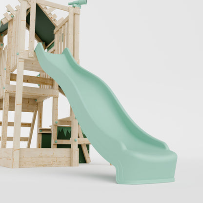 Climbing Frame with Single Swing Extended Height Platform & 2.65m Slide & Shop & Picnic Table - Enchanted Grove Watchtower X