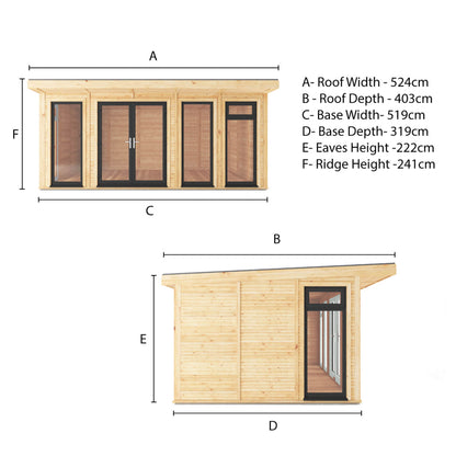 The Edwinstowe 5m x 3m Premium Insulated Garden Room with Anthracite UPVC