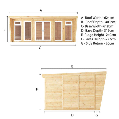 The Harlow 6m x 3m Premium Insulated Garden Room with White UPVC