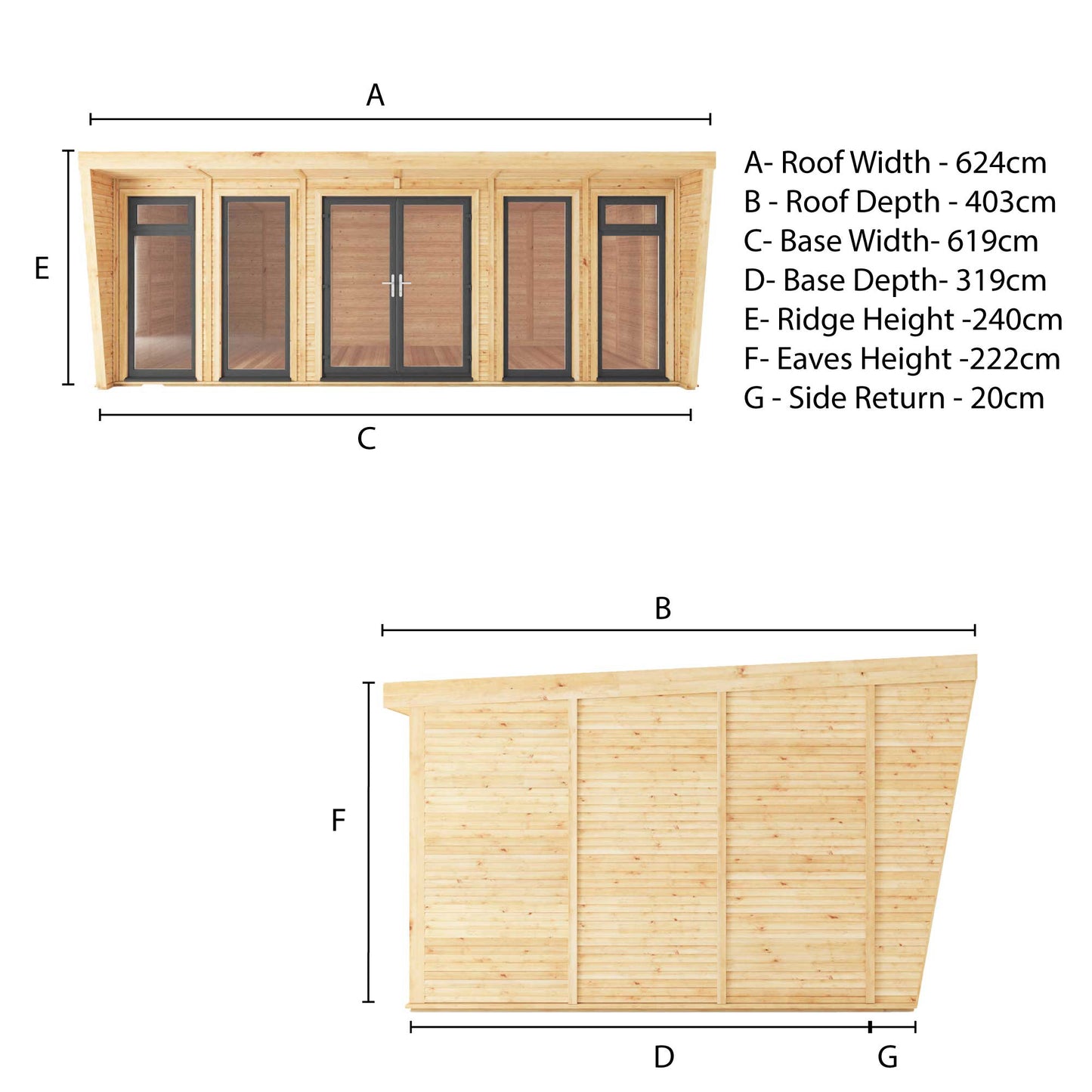 The Harlow 6m x 3m Premium Insulated Garden Room with Anthracite UPVC