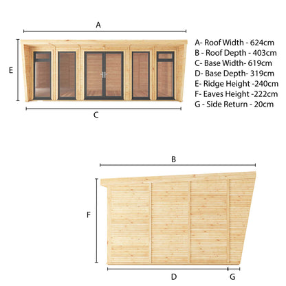 The Harlow 6m x 3m Premium Insulated Garden Room with Anthracite UPVC