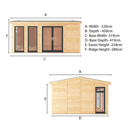 The Rufford 5m x 4m Premium Insulated Garden Room with Anthracite UPVC