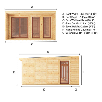 The Creswell 4m x 4m Premium Insulated Garden Room with Oak UPVC