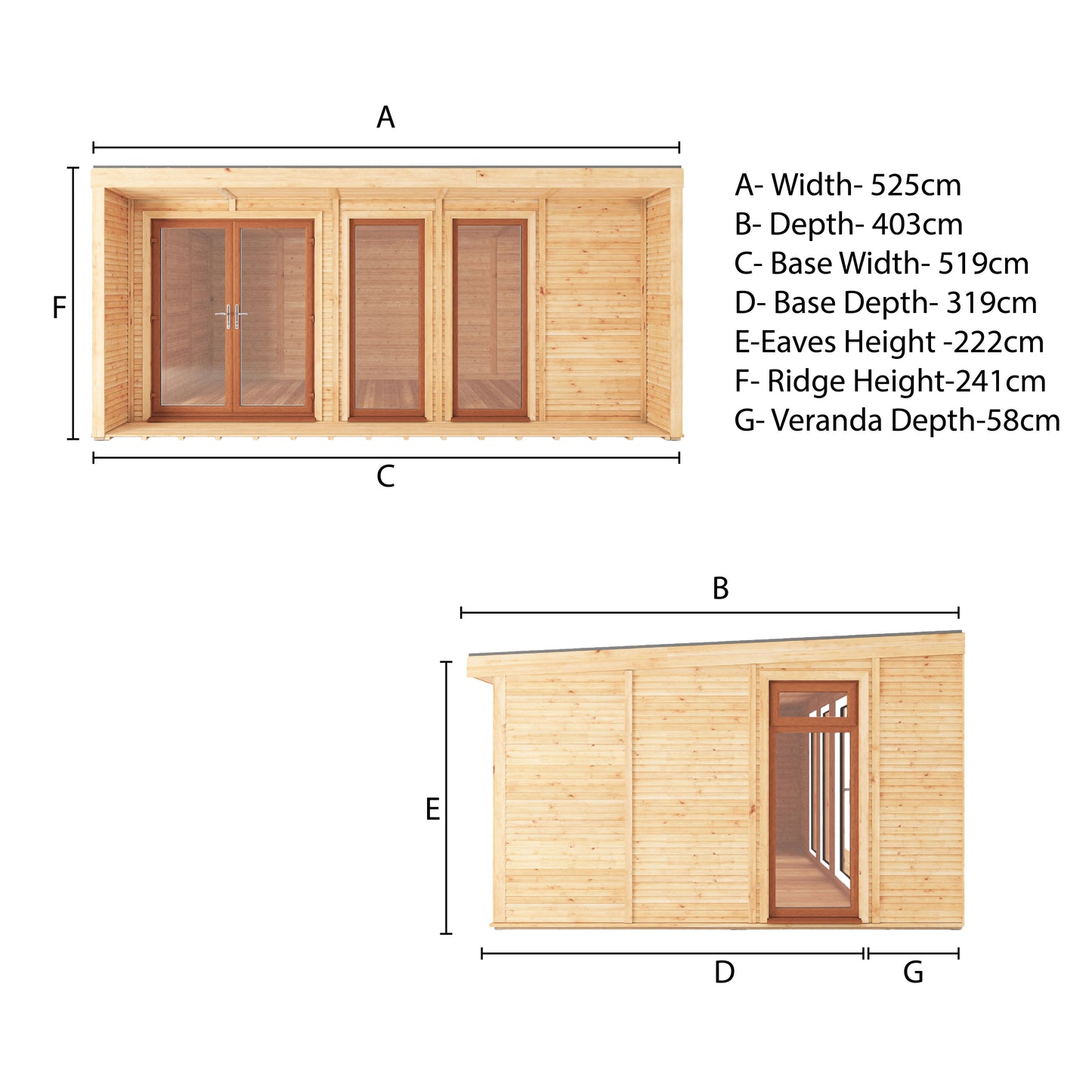 The Creswell 5m x 3m Premium Insulated Garden Room with Oak UPVC