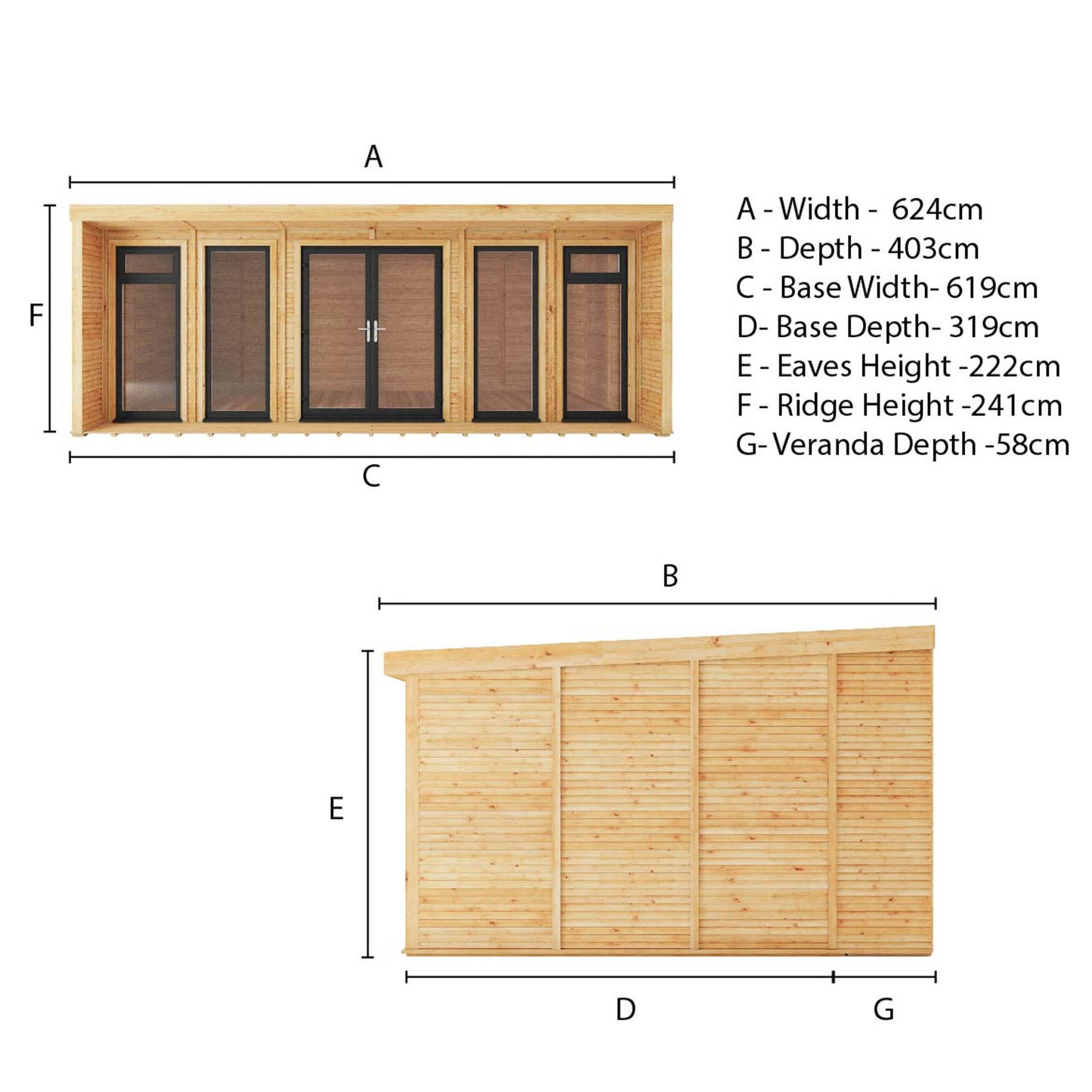 The Creswell 6m x 3m Premium Insulated Garden Room with Anthracite UPVC