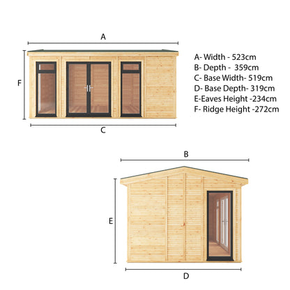 The Rufford 5m x 3m Premium Insulated Garden Room with Anthracite UPVC