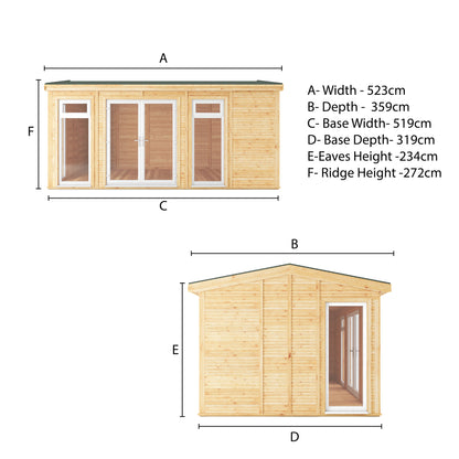 The Rufford 5m x 3m Premium Insulated Garden Room with White UPVC