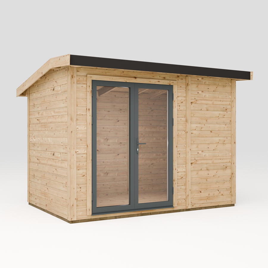 Toucan studio cabin, front view illustration