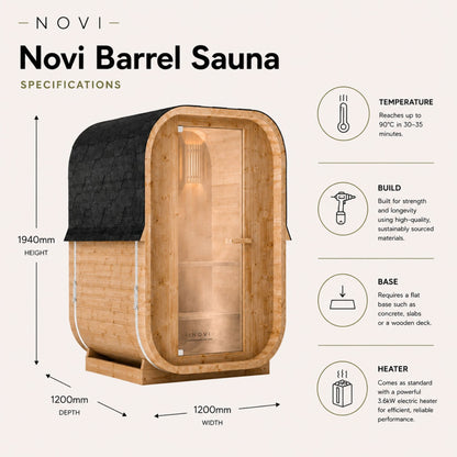 Novi Cube 2 person sauna specification