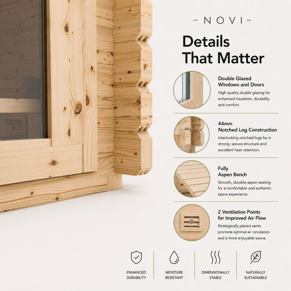 Novi sauna with changing room product details