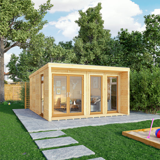 The Creswell 4m x 4m Premium Insulated Garden Room with Oak UPVC