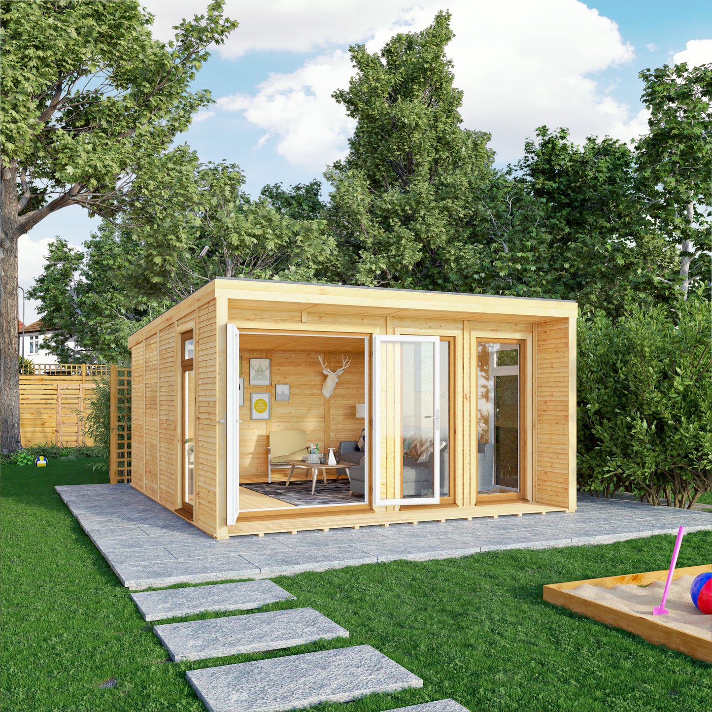 The Creswell 4m x 4m Premium Insulated Garden Room with Oak UPVC