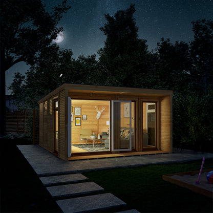 The Creswell 4m x 4m Premium Insulated Garden Room with Oak UPVC