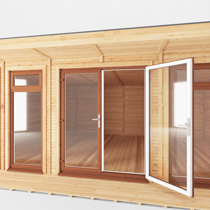 The Creswell 6m x 4m Premium Insulated Garden Room with Oak UPVC