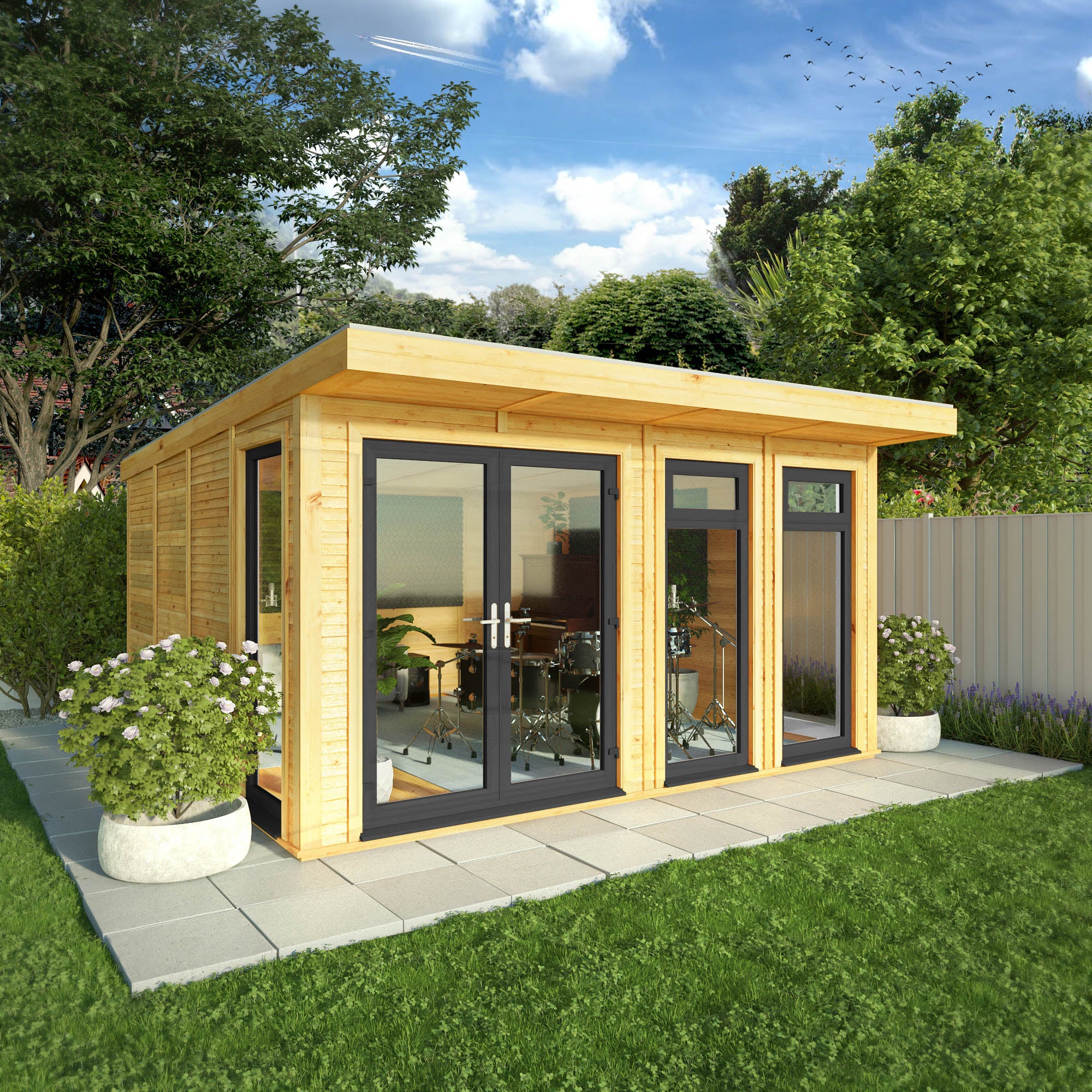 The Edwinstowe 4m x 4m Premium Insulated Garden Room with Anthracite UPVC