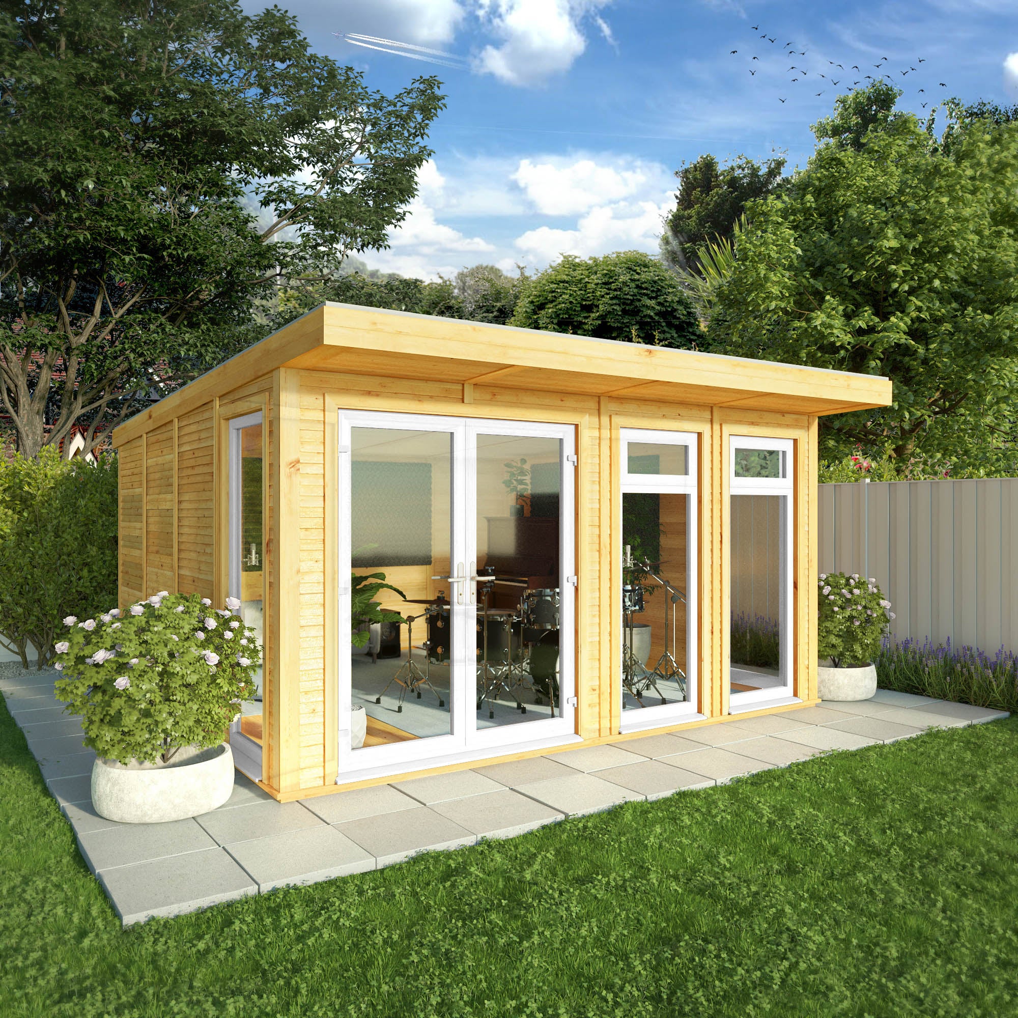 The Edwinstowe 4m x 4m Premium Insulated Garden Room with White UPVC Waltons