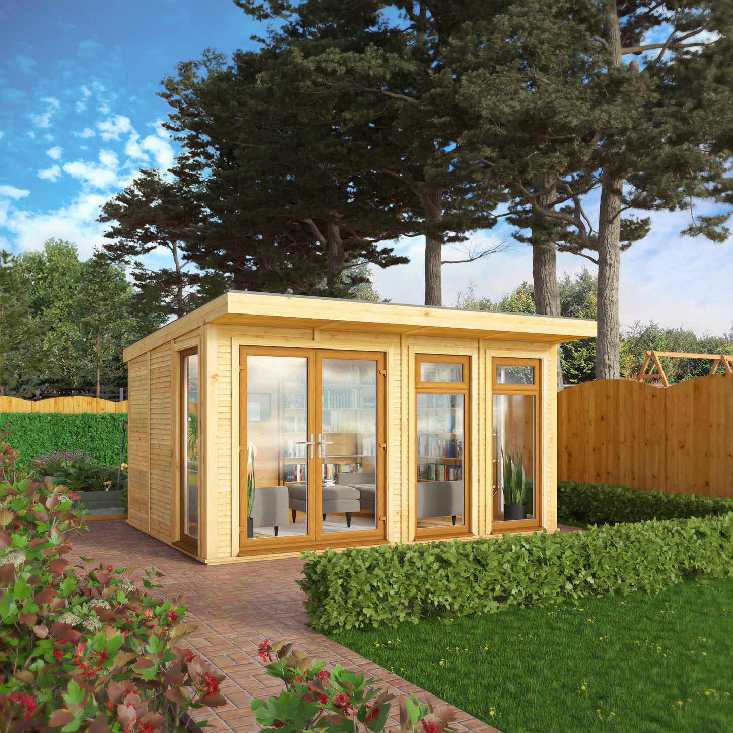 The Edwinstowe 4m x 3m Premium Insulated Garden Room with Oak UPVC