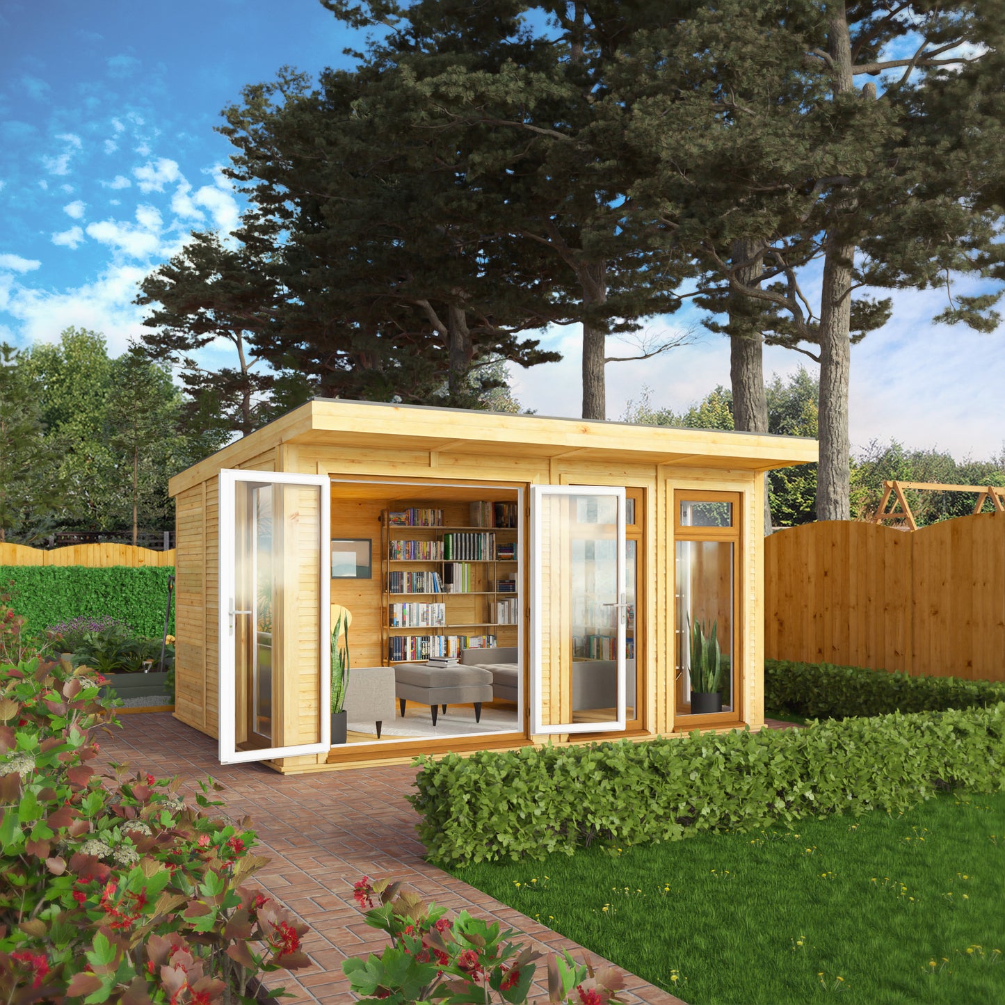 The Edwinstowe 4m x 3m Premium Insulated Garden Room with Oak UPVC