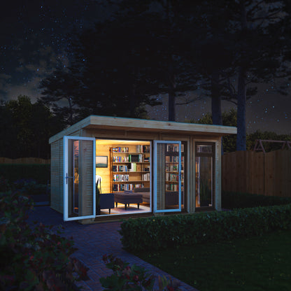 The Edwinstowe 4m x 3m Premium Insulated Garden Room with Oak UPVC