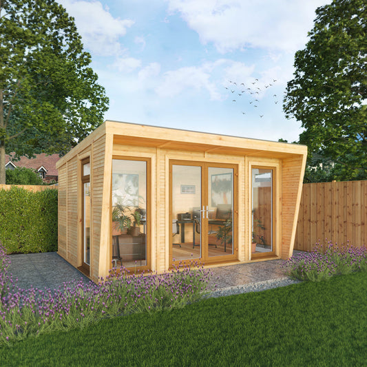 The Harlow 4m x 3m Premium Insulated Garden Room with Oak UPVC