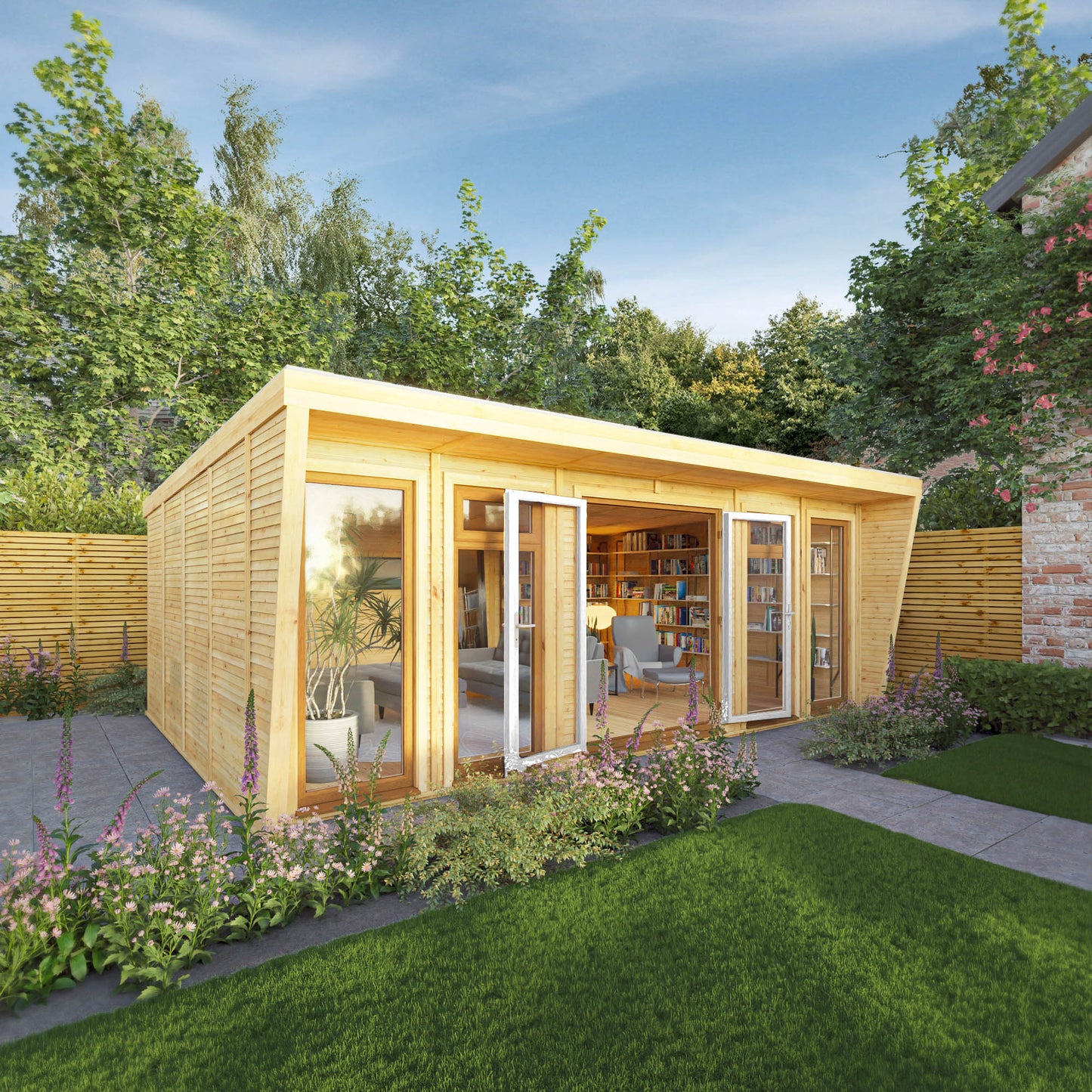 The Harlow 6m x 4m Premium Insulated Garden Room with Oak UPVC