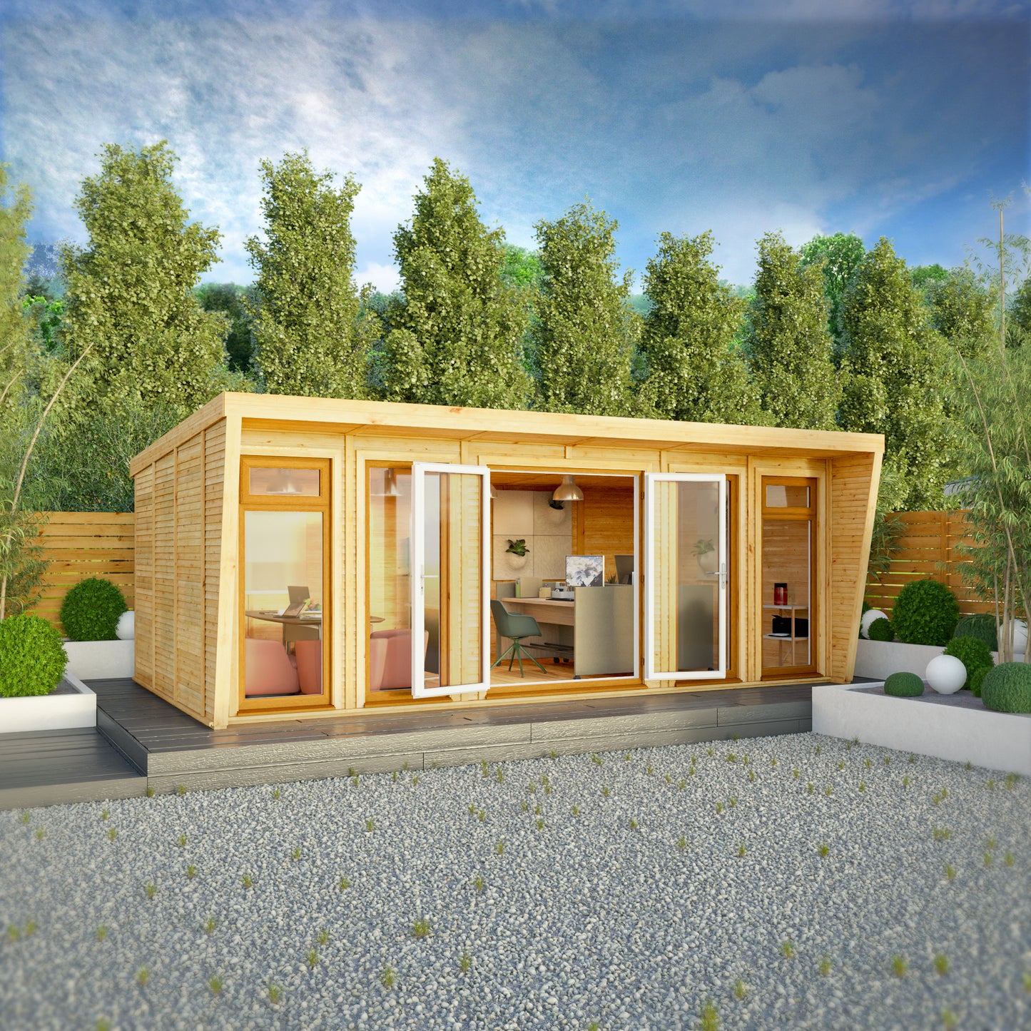 The Harlow 6m x 3m Premium Insulated Garden Room with Oak UPVC