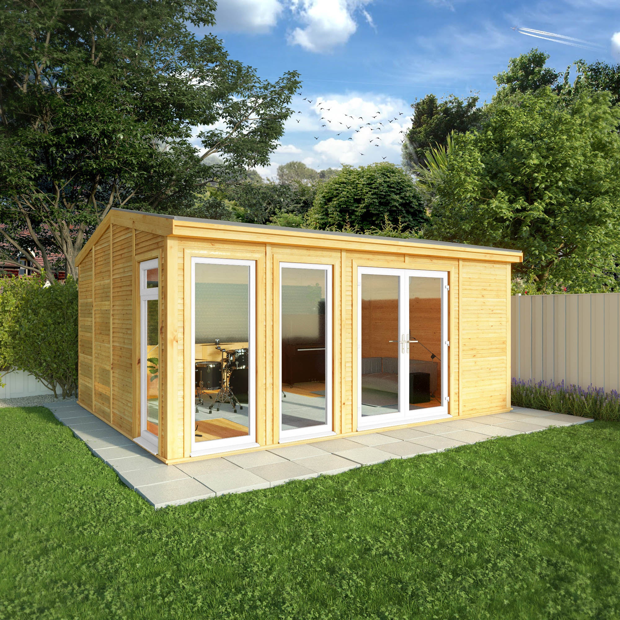 The Rufford 5m x 4m Premium Insulated Garden Room with White UPVC