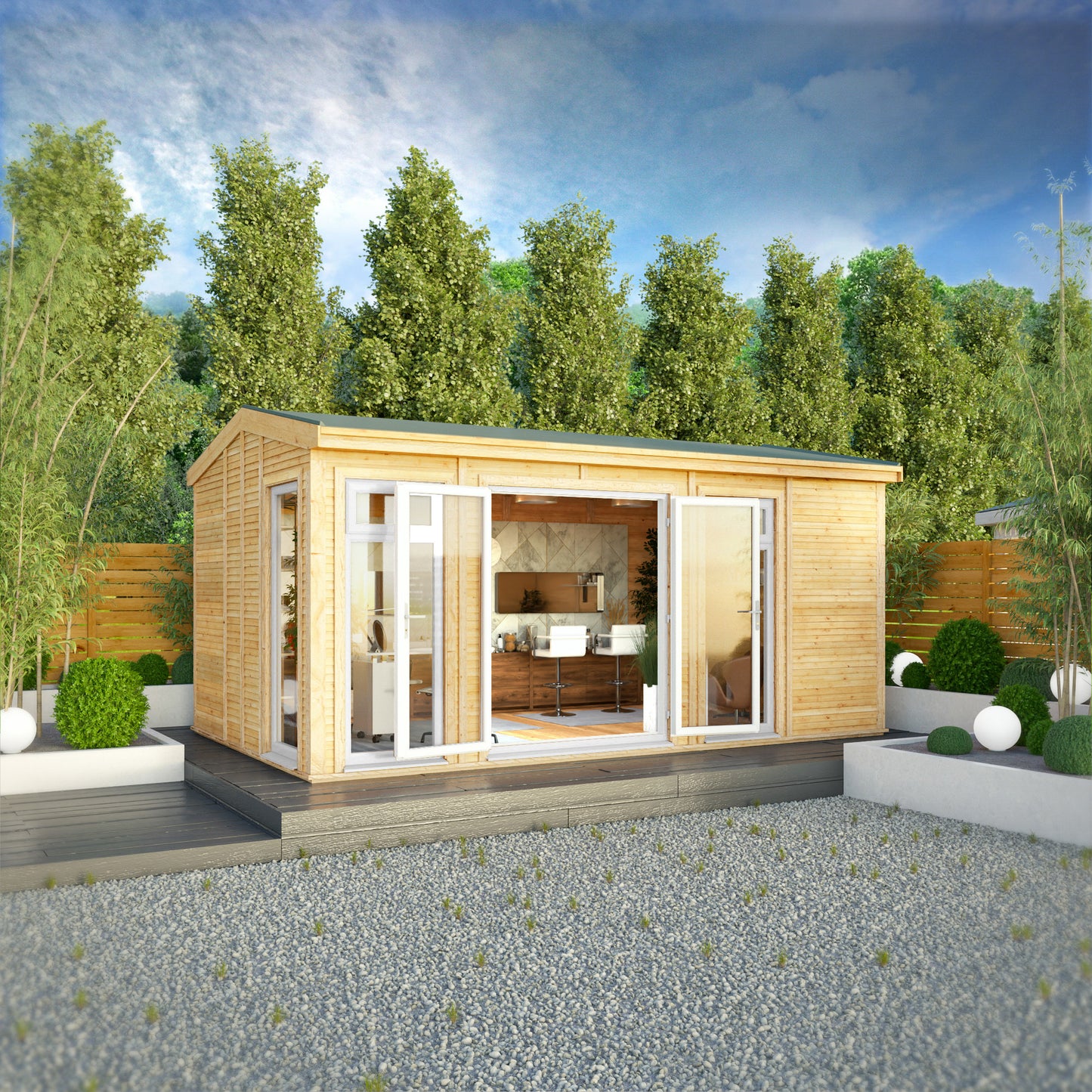 The Rufford 5m x 3m Premium Insulated Garden Room with White UPVC