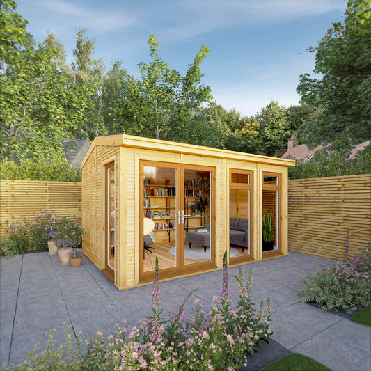 The Rufford 4m x 3m Premium Insulated Garden Room with Oak UPVC