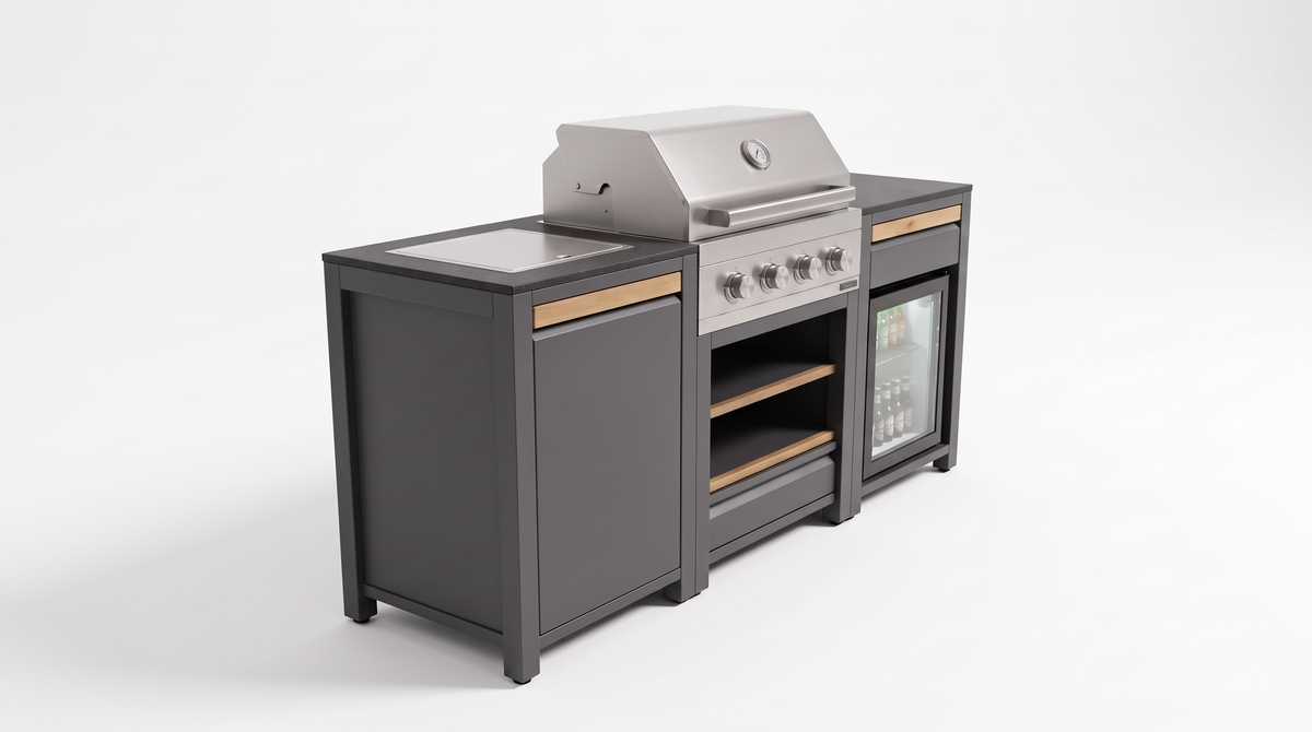 Urban Compact Outdoor Kitchen with fridge, product view 2