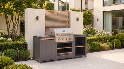 Urban Compact Outdoor Kitchen on a patio by day