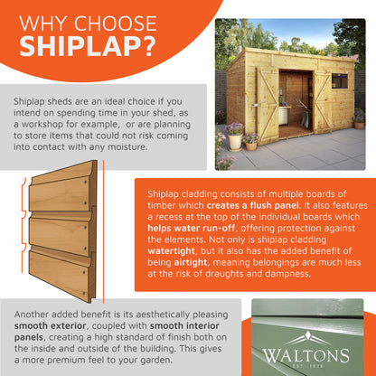 8 x 6 Shiplap Reverse Apex Wooden Shed