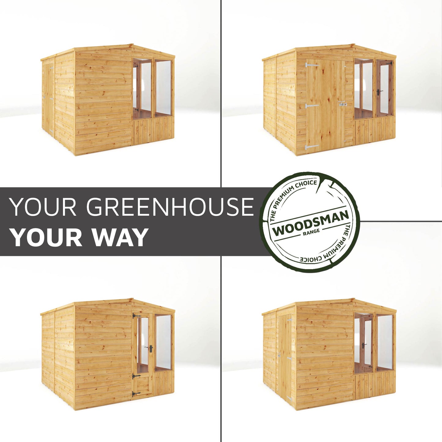 8 x 8 Woodsman Glass Combi Greenhouse with Shed