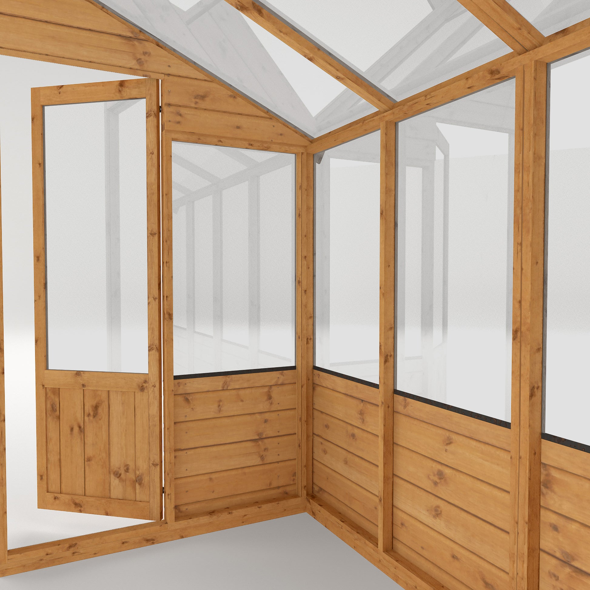 the inside of a greenhouse with a floorless design