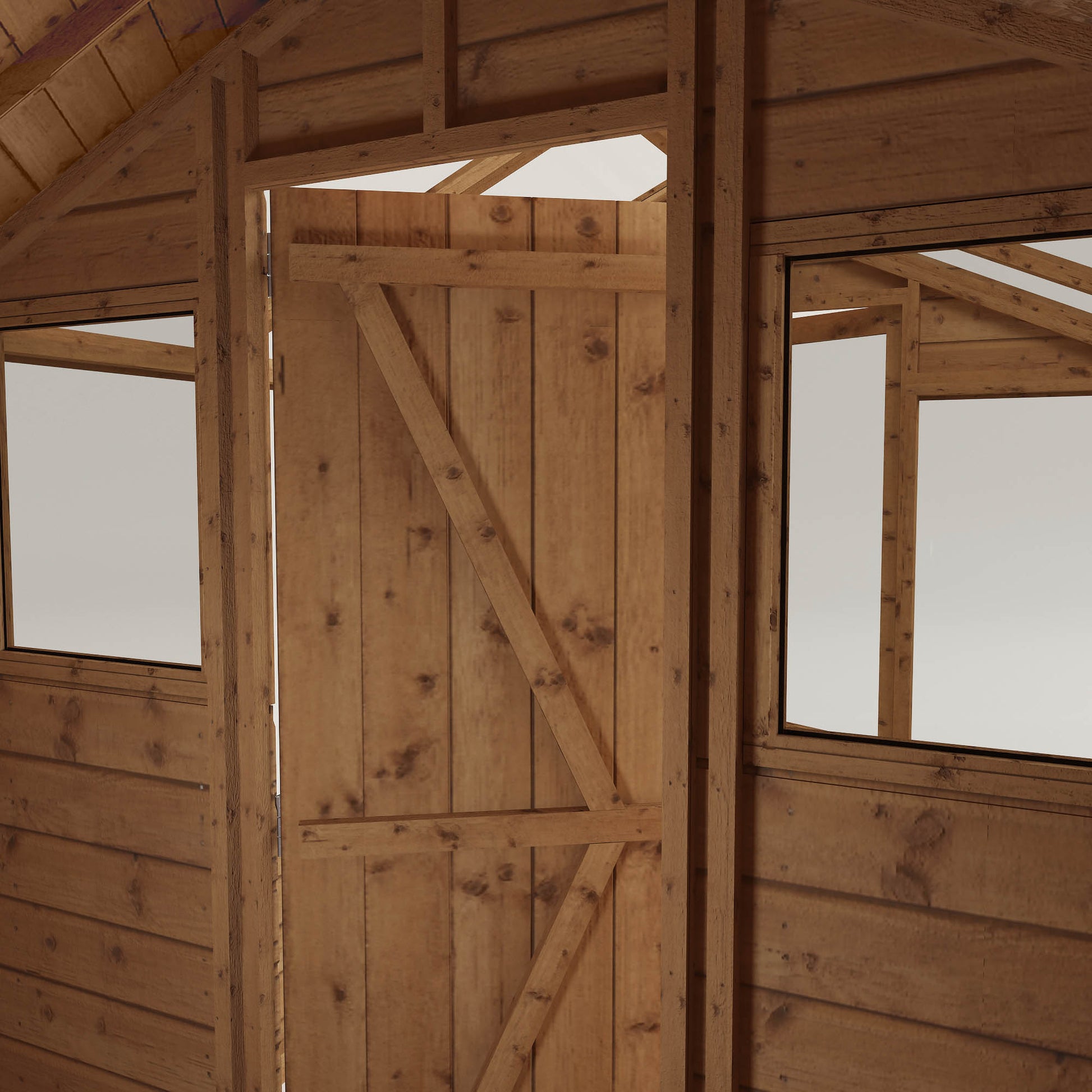 Greenhouse with a shed attached to the back