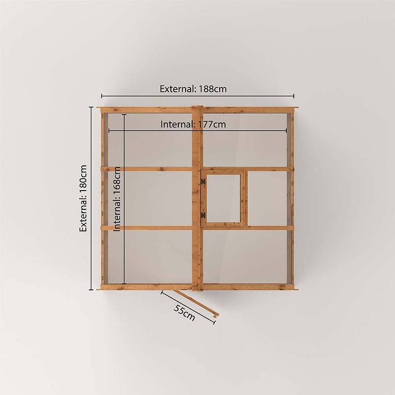 Refurbished Castle Green 6 x 6 Evesham Wooden Greenhouse